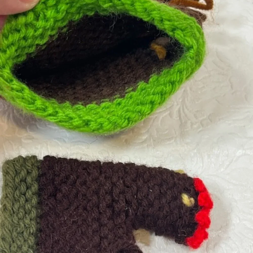 Two (2) Crocheted/Knitted Chicken/Hen Egg Cozies Covers Holder Decor 3